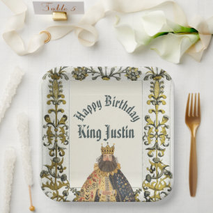 Assiettes En Carton Anniversaire du roi de la Renaissance médiévale