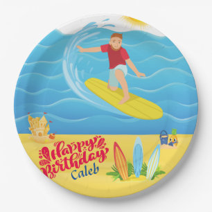 Assiettes En Carton Anniversaire du surf