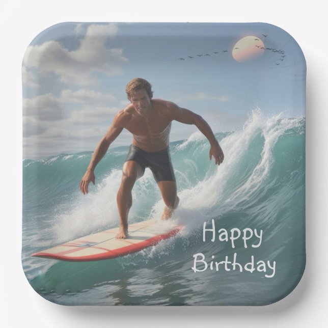 Assiettes En Carton Anniversaire du surf (Recto)