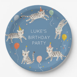 Assiettes En Carton Anniversaire du tigre blanc