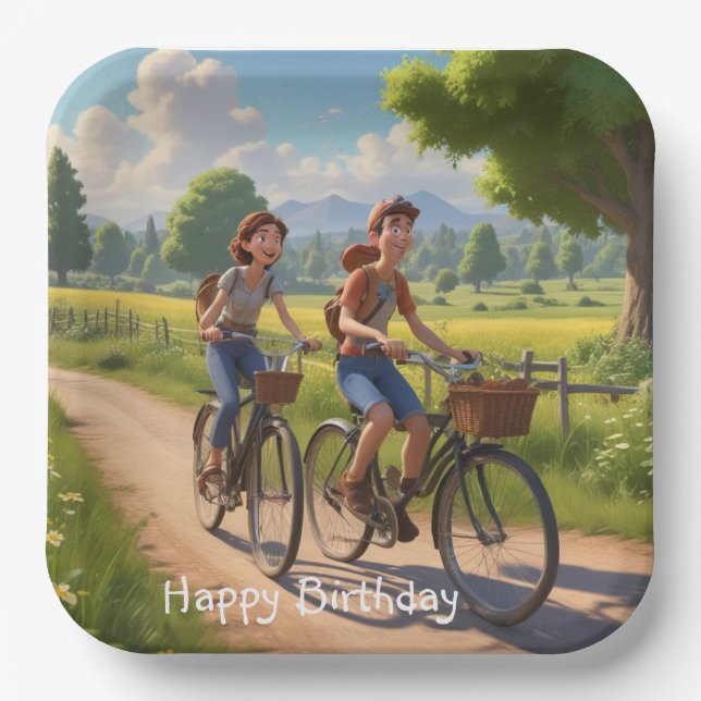 Assiettes En Carton Anniversaire du vélo (Recto)