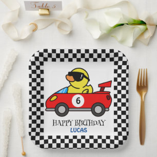 Assiettes En Carton Anniversaire Duck race car rouge garçon nom