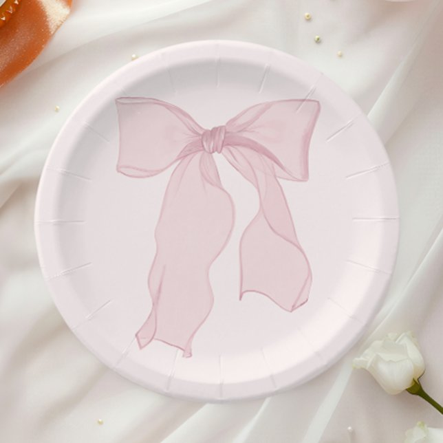 Assiettes En Carton Anniversaire élégant de Bow rose (Créateur téléchargé)