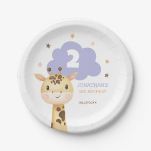 Assiettes En Carton Anniversaire Enfants Animaux Safari Girafe Mignonn