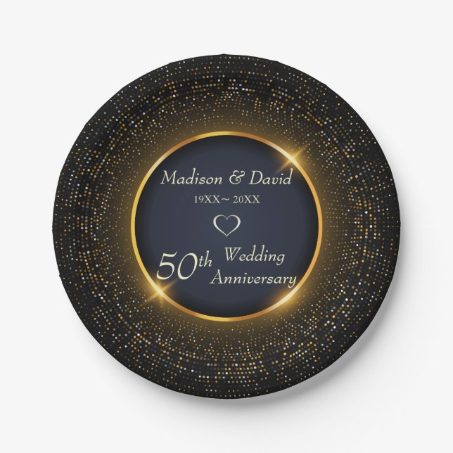 Assiettes En Carton Anniversaire étincelant (Devant)