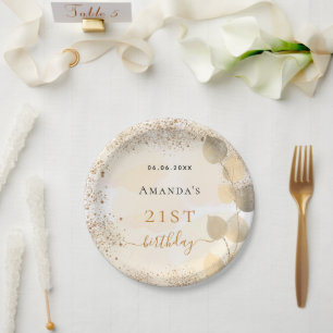 Assiettes En Carton Anniversaire eucalyptus parties scintillant dorée 