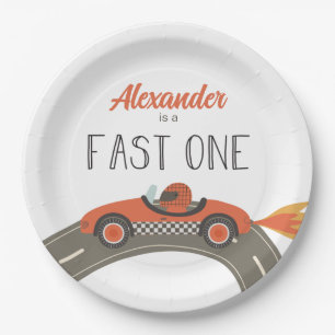 Assiettes En Carton Anniversaire Fast One voiture de course rouge