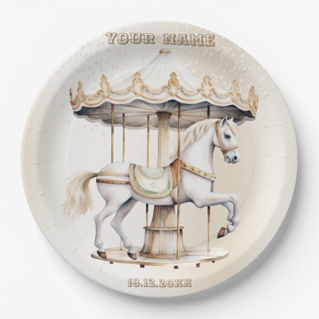 Assiettes En Carton Anniversaire Fête Joyeux Go Tour Cirque Carnaval (Devant)