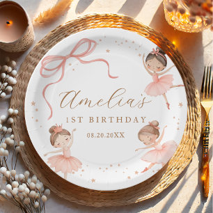 Assiettes En Carton Anniversaire Fille Ballerine Coquette Rose Élégant