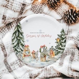 Assiettes En Carton Anniversaire Forêt Enchantée d'Hiver