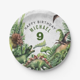 Assiettes En Carton Anniversaire Garçon Dinosaure T-Rex Tout Âge