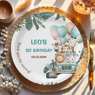 Assiettes En Carton Anniversaire Garçons Safari Mignon