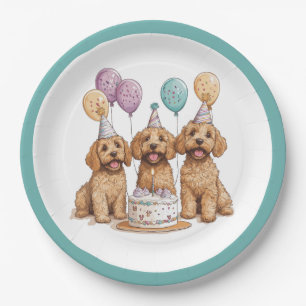 Assiettes En Carton Anniversaire Goldendoodle Chiens Anniversaire Gâte