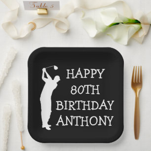 Assiettes En Carton Anniversaire Golfer Funny 80e heureux papa Par
