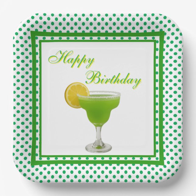Assiettes En Carton Anniversaire Green Margarita (Recto)