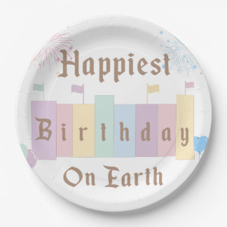 Assiettes En Carton Anniversaire le plus heureux sur Terre Anniversair