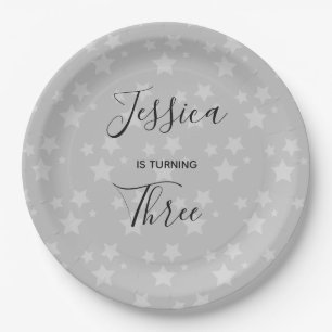 Assiettes En Carton Anniversaire Magic Star Gris Plaque en papier