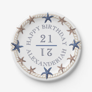 Assiettes En Carton Anniversaire Marine Bleue Blanc Tan Starfish