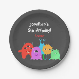 Assiettes En Carton Anniversaire mignon de monstre