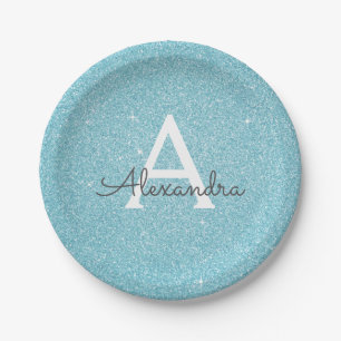 Assiettes En Carton Anniversaire Monogramme Paillettes et Étincelles B