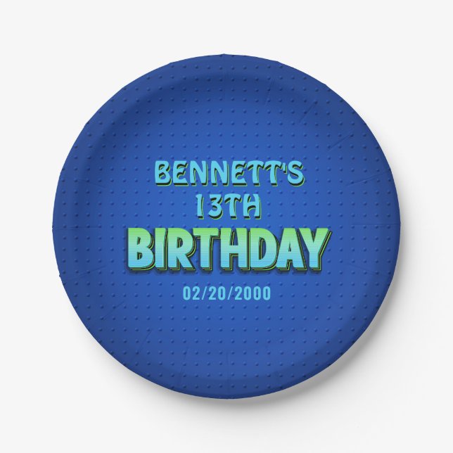 Assiettes En Carton Anniversaire Neon (Devant)
