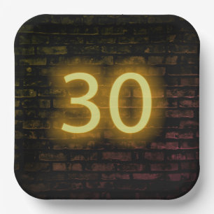 Assiettes En Carton Anniversaire Neon 30 Connexion Mur de briques
