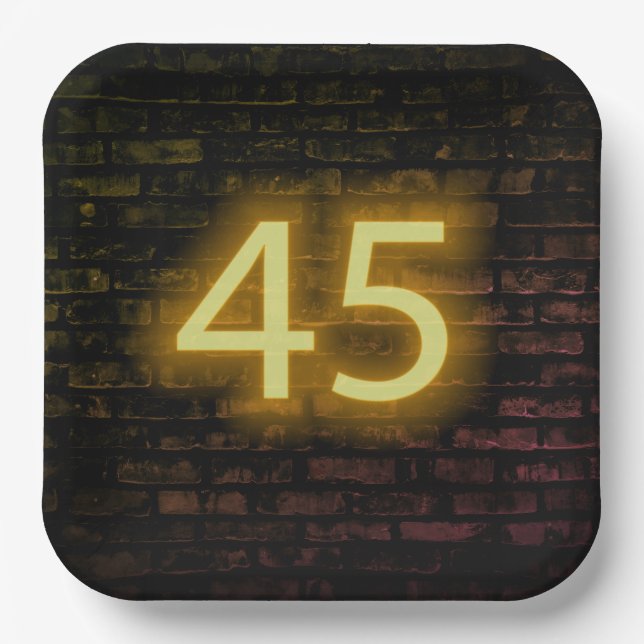 Assiettes En Carton Anniversaire Neon 45 Connexion mur en briques (Recto)
