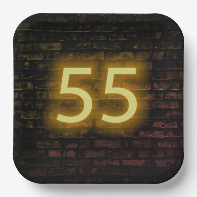 Assiettes En Carton Anniversaire Neon 55 Connexion mur en briques (Recto)