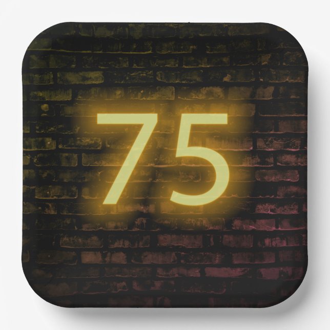 Assiettes En Carton Anniversaire Neon 75 Connexion mur en briques (Recto)