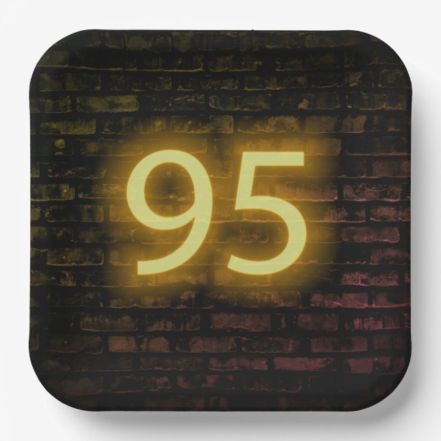 Assiettes En Carton Anniversaire Neon 95 Connexion mur en briques (Recto)