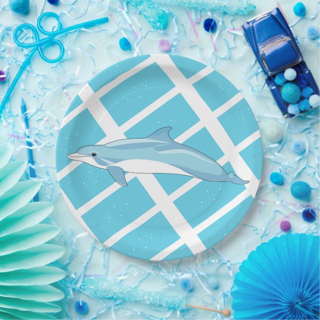 Assiettes En Carton Anniversaire Océan Dauphin Mignon (Fête)