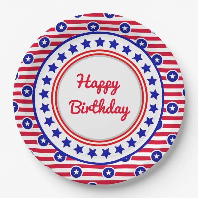 Assiettes En Carton Anniversaire patriotique (Devant)