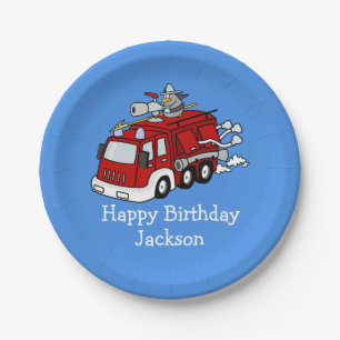 Assiettes En Carton Anniversaire personnalisé du camion-pompier