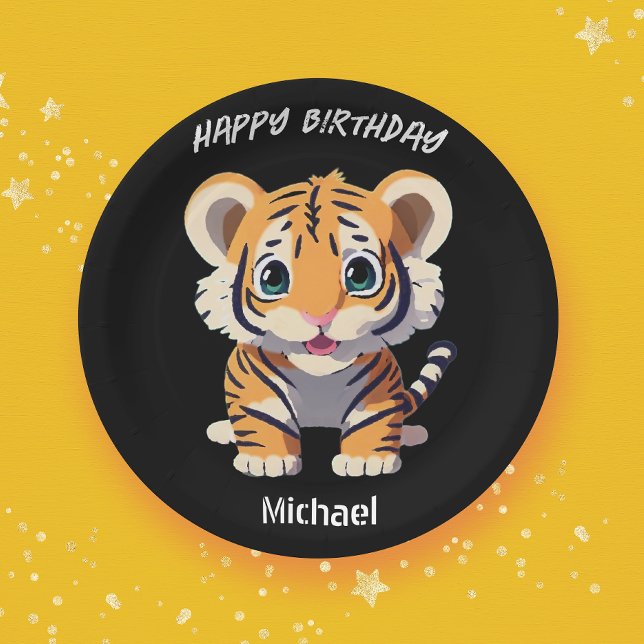 Assiettes En Carton Anniversaire personnalisé du petit tigre (Créateur téléchargé)