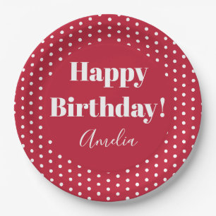 Assiettes En Carton Anniversaire Personnalisé Joyeux Anniversaire Roug