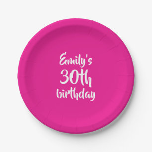 Assiettes En Carton Anniversaire personnalisé rose chaud
