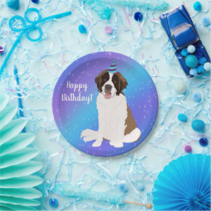 Assiettes En Carton Anniversaire personnalisé Saint Bernard