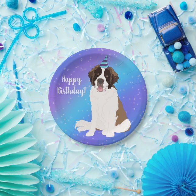 Assiettes En Carton Anniversaire personnalisé Saint Bernard (Fête)