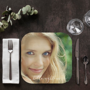 Assiettes En Carton Anniversaire photo bonjour 18 dix-huit texte
