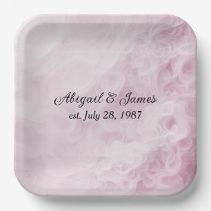 Assiettes En Carton Anniversaire Pink Swirl Abstrait