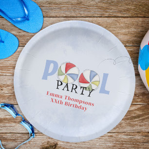 Assiettes En Carton Anniversaire Piscine Fun Été Plaisir Plage Balls