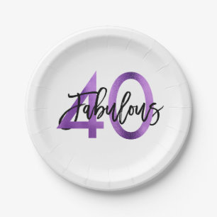 Assiettes En Carton Anniversaire pourpre élégant moderne fabuleux de