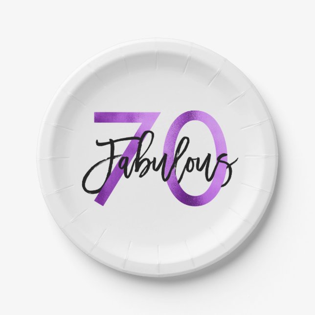 Assiettes En Carton Anniversaire pourpre élégant moderne fabuleux de | (Devant)