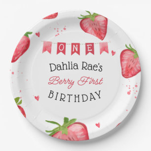 Assiettes En Carton Anniversaire premier fraise de Berry