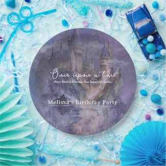 Assiettes En Carton Anniversaire Princesse Château Bleu
