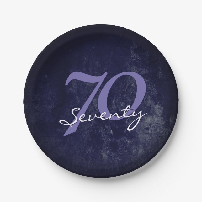 Assiettes En Carton Anniversaire | Purple Grunge EDITABLE (Devant)