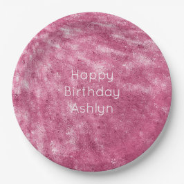 Assiettes En Carton Anniversaire rose brillant