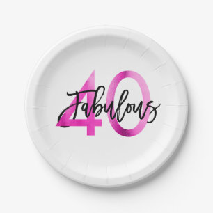 Assiettes En Carton Anniversaire rose chic élégant moderne fabuleux