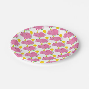Assiettes En Carton Anniversaire rose de porc