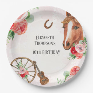 Assiettes En Carton Anniversaire rose du cheval